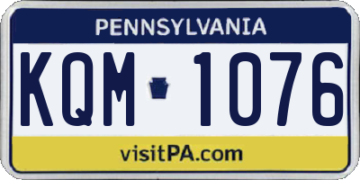 PA license plate KQM1076