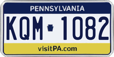 PA license plate KQM1082