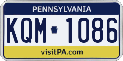 PA license plate KQM1086