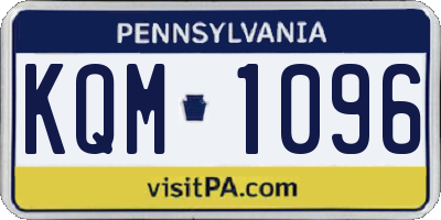 PA license plate KQM1096