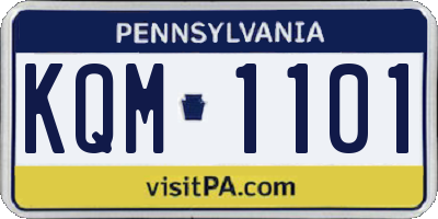 PA license plate KQM1101