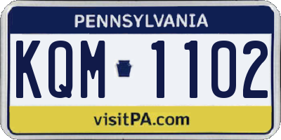 PA license plate KQM1102