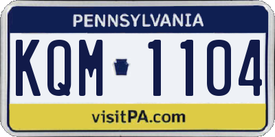 PA license plate KQM1104