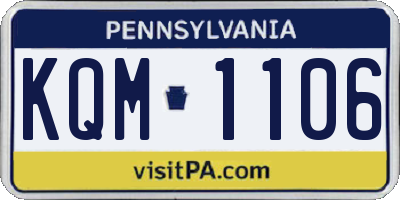 PA license plate KQM1106