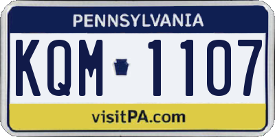 PA license plate KQM1107