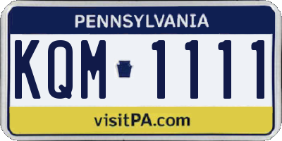 PA license plate KQM1111