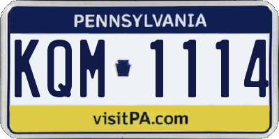PA license plate KQM1114