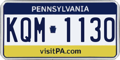 PA license plate KQM1130