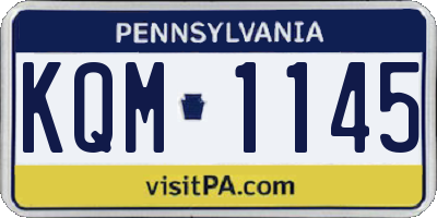 PA license plate KQM1145