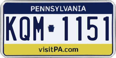 PA license plate KQM1151