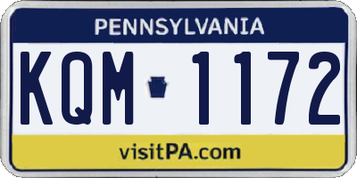 PA license plate KQM1172
