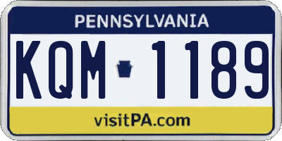 PA license plate KQM1189