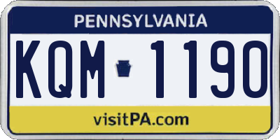 PA license plate KQM1190