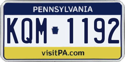 PA license plate KQM1192