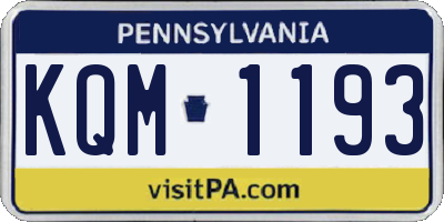 PA license plate KQM1193