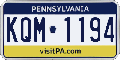 PA license plate KQM1194