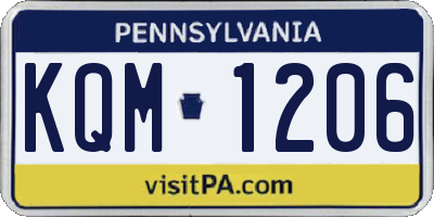 PA license plate KQM1206