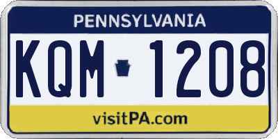 PA license plate KQM1208