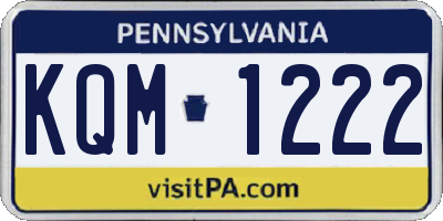 PA license plate KQM1222
