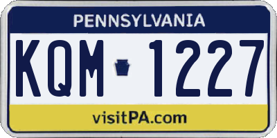 PA license plate KQM1227
