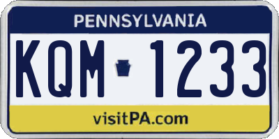 PA license plate KQM1233