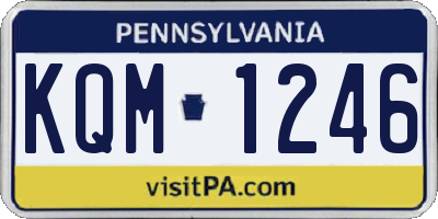 PA license plate KQM1246