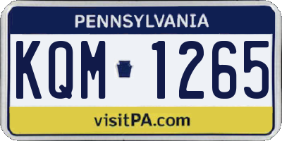 PA license plate KQM1265