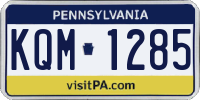PA license plate KQM1285
