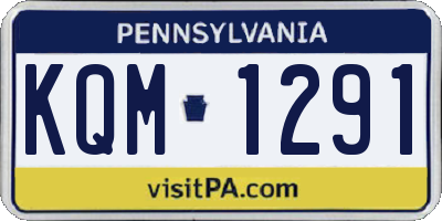 PA license plate KQM1291