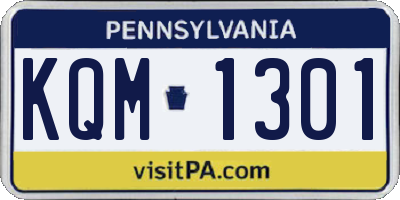 PA license plate KQM1301