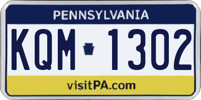 PA license plate KQM1302