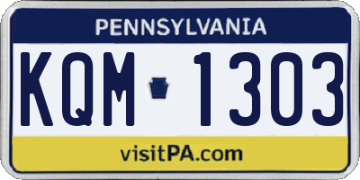 PA license plate KQM1303
