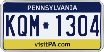 PA license plate KQM1304