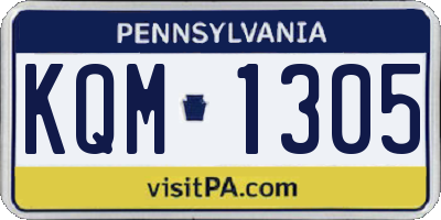 PA license plate KQM1305