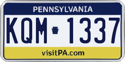 PA license plate KQM1337