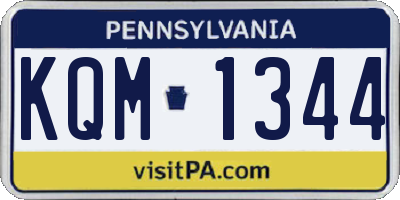 PA license plate KQM1344