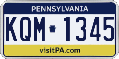 PA license plate KQM1345