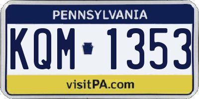PA license plate KQM1353