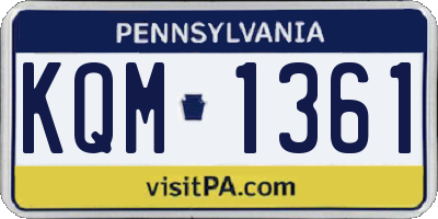 PA license plate KQM1361