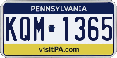 PA license plate KQM1365