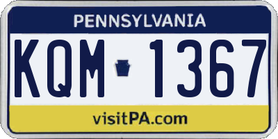 PA license plate KQM1367