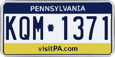 PA license plate KQM1371