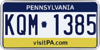 PA license plate KQM1385