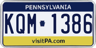 PA license plate KQM1386