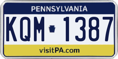 PA license plate KQM1387