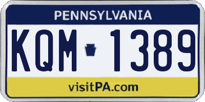 PA license plate KQM1389