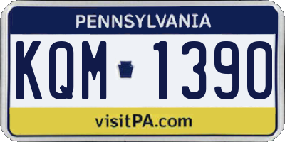 PA license plate KQM1390