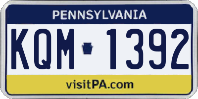 PA license plate KQM1392