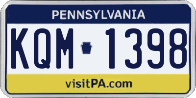 PA license plate KQM1398