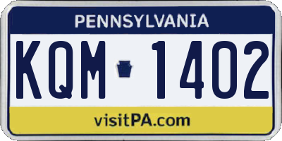 PA license plate KQM1402